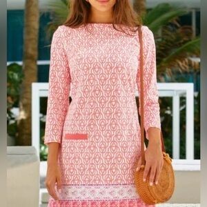 EUC Shift Dress - Napa - Cabana Life Coral/White